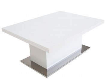 Журнальный столик -трансформер Левмар Slide WT белый/ опоры сатинированная ста