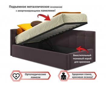 Односпальная кровать-тахта Bonna 900 шоколад с подъемным механизмом и матрасом ГОСТ