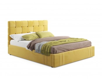Мягкая кровать Tiffany 1600 желтая с ортопедическим основанием