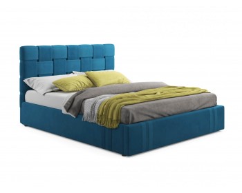 Мягкая кровать Tiffany 1600 синяя с подъемным механизмом с матрасом АСТРА