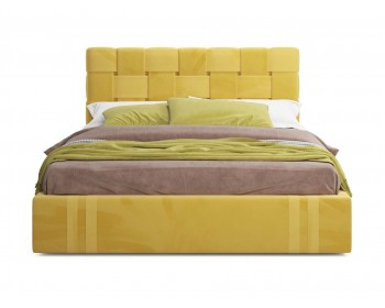 Мягкая кровать Tiffany 1600 желтая с подъемным механизмом с матрасом ГОСТ