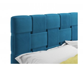 Мягкая кровать Tiffany 1600 синяя с ортопедическим основанием с матрасом ГОСТ