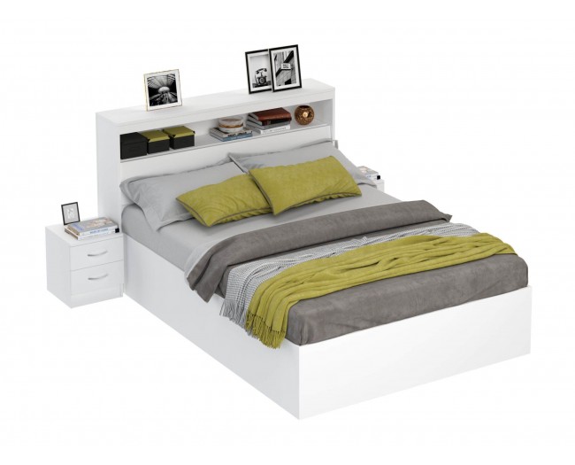 Кровать Виктория белая 140 с блоком и 2 прикроватными ми фото