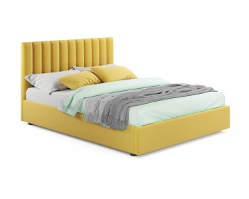 Кровать Мягкая Olivia 1600 желтая с ортопедическим основанием