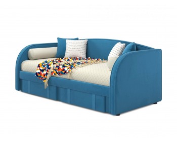 Мягкая кровать Elda 900 синяя с ортопедическим основанием и матрасом ГОСТ