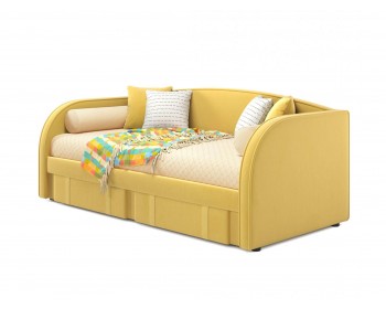 Мягкая кровать Elda 900 желтая с ортопедическим основанием и матрасом ГОСТ