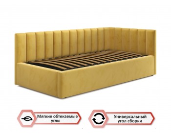 Мягкая кровать Milena 900 желтая с подъемным механизмом и матрасом PROMO B COCOS