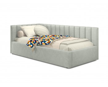 Мягкая кровать Milena 900 кожа серый с подъемным механизмом