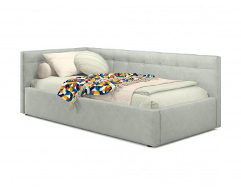 Односпальная кровать-тахта Bonna 900 кожа серый с подъемным механизмом