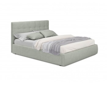 Мягкая кровать Selesta 1600 кожа серый с подъемным механизмом
