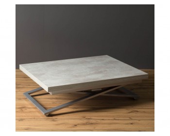 Журнальный столик трансформер Левмар Compact D51/S59 (бетон/нержавеющая сталь