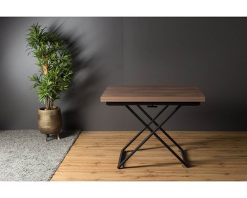 Кухонный стол трансформер Левмар Compact D69/S53 (дуб шамони темный/черны