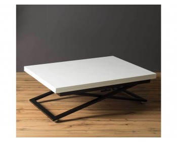 Кухонный стол трансформер Левмар Compact D78/S53 (белый/черные опоры)