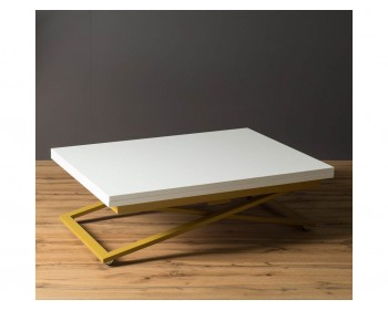 Кухонный стол трансформер Левмар Compact D78/S90 (белый/золото)