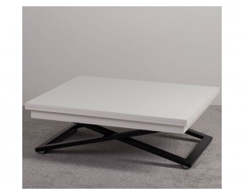 Кухонный стол трансформер Левмар Cross D78/S53 (белый/черные опоры)