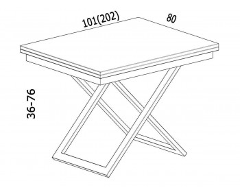 Кухонный стол трансформер Левмар Cross D78/S53 (белый/черные опоры)