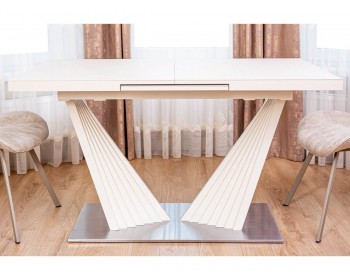 Кухонный стол трансформер Левмар Rise P01/S95 (Аворио/сатин. сталь)