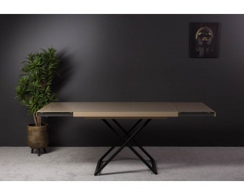 Кухонный стол трансформер Левмар Shift V41/S53 (капучино/черные опоры)
