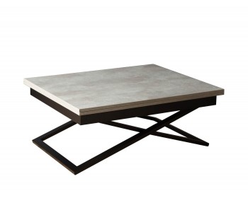 Кухонный стол -трансформер Левмар Accord D51/S53 (бетон/черные опоры)