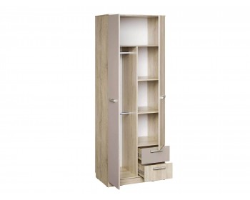 Распашной шкаф для одежды НМ 014.07 с ящиками Акварель Дуб/ Капучино