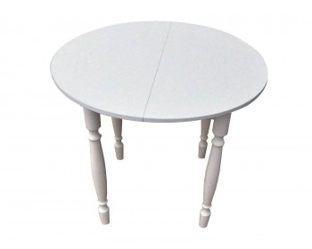 Кухонный стол круглый раздвижной СМ ДСП белый