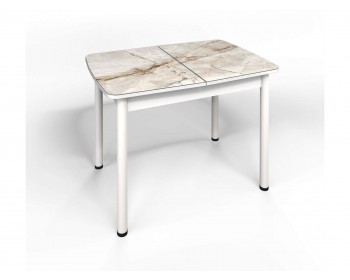 Кухонный стол СМ-4 Флорида ноги окрас круглый белый/серебро