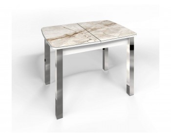 Кухонный стол СМ-4 Флорида ноги окрас квадратный белый/хром