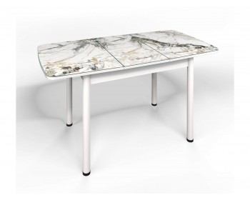 Кухонный стол СМ-6 Флорида ноги окрас круглый белый/серебро