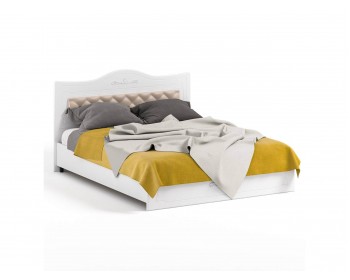Кровать 1600 с мягким элементом Италия ИТ-9 + ИТ-9А белое дерево