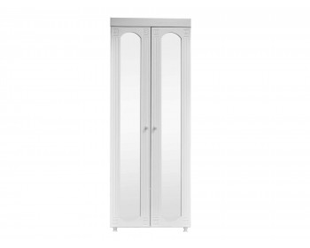 Распашной шкаф 2-х дверный с зеркалами (гл.560) Афина АФ-48 белое дерево