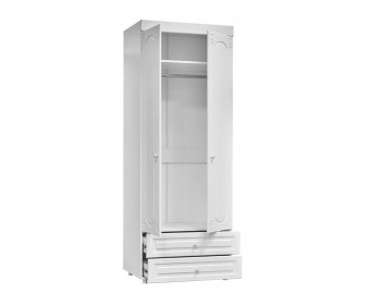 Распашной шкаф 2-х дверный с ящиками (гл.560) Афина АФ-49 белое дерево