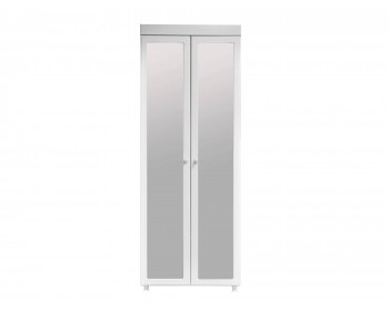 Шкаф 2-х дверный с зеркалами (гл.410) Монако МН-43 белое дерево