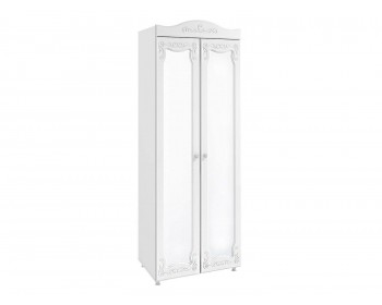 Распашной шкаф 2-х дверный с зеркалами (гл.410) Италия ИТ-43 белое дерево