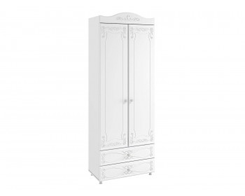Распашной шкаф 2-х дверный с ящиками (гл.410) Италия ИТ-44 белое дерево