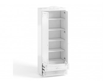 Распашной шкаф 2-х дверный с ящиками (гл.410) Италия ИТ-44 белое дерево
