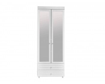 Распашной шкаф 2-х дверный с зеркалами и ящиками (гл.560) Монако МН-50 бел