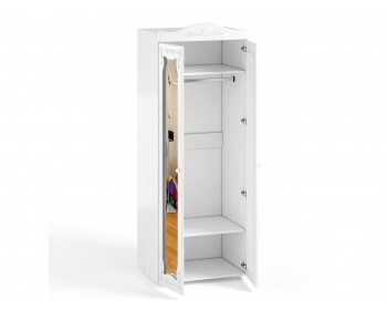 Шкаф 2-х дверный с зеркалами (гл.560) Италия ИТ-48 белое дерево