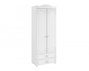 Распашной шкаф 2-х дверный с ящиками (гл.560) Италия ИТ-49 белое дерево