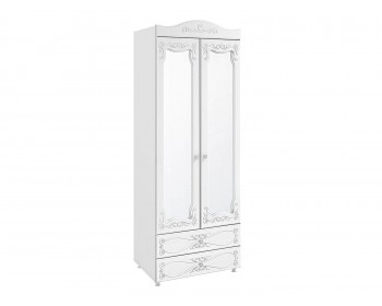 Распашной шкаф 2-х дверный с зеркалами и ящиками (гл.560) Италия ИТ-50 бел