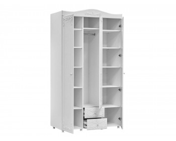 Распашной шкаф 3-х дверный с ящиками Италия ИТ-56 белое дерево