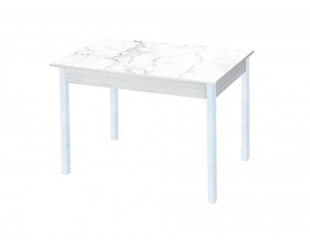 Кухонный стол обеденный Альфа фотопечать / бетон белый Белый мрамор / опо