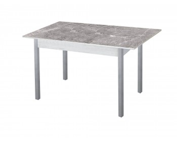 Стол обеденный Альфа фотопечать /бетон белый Серый мрамор / опора квадро серебристый металлик