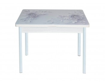 Обеденный стол поворотно раскладной фотопечать Симпл / бетон бел