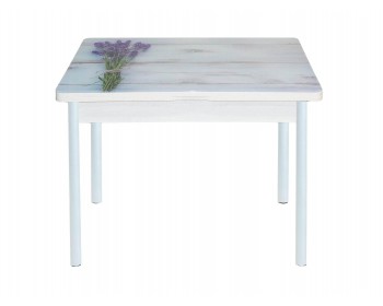 Обеденный стол поворотно раскладной фотопечать Симпл / бетон бел