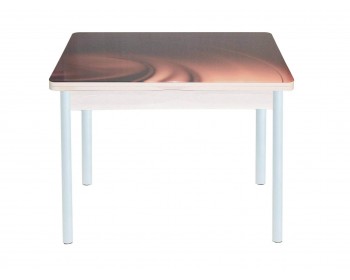 Кухонный стол обеденный поворотно раскладной фотопечать Симпл / дуб молоч