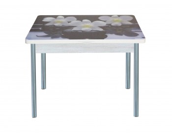 Кухонный стол обеденный поворотно раскладной фотопечать Симпл / бетон бел
