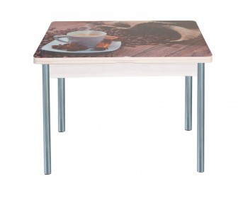 Обеденный стол поворотно раскладной фотопечать Симпл / дуб молоч