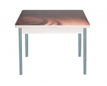 Обеденный стол поворотно раскладной фотопечать Симпл / дуб молоч