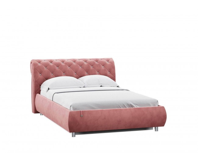 Кровать Эмили 1400 модель 309 со стразами Ультра коралл фото