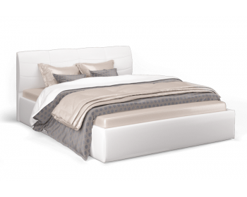 Кровать с подъемным механизмом Ривьера 160х200, экокожа белая